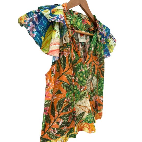 FARM Rio Caipirinha Ruffled Flutter Sleeve Blouse Multicolor Size XS - Picture 8 of 12